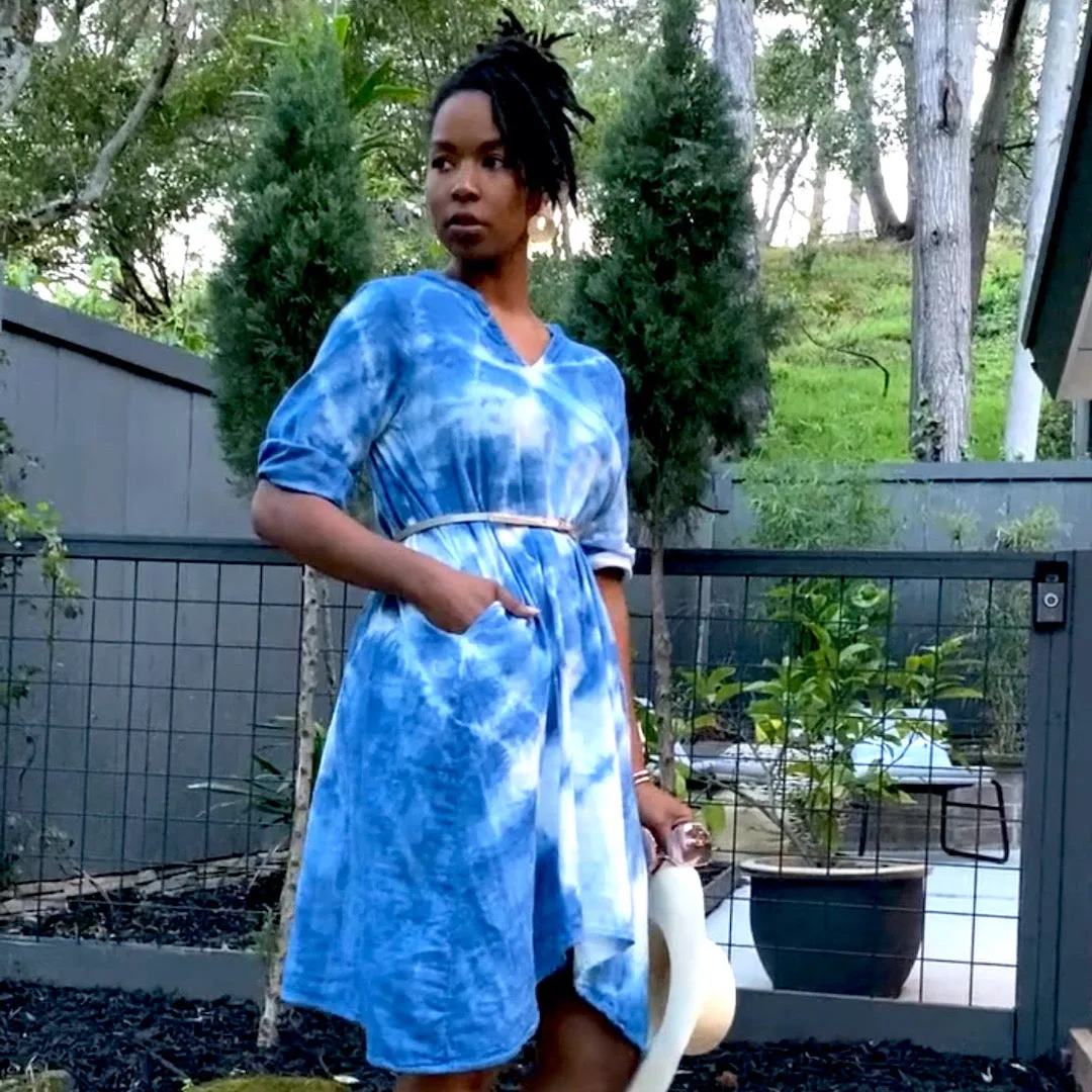 Celeste Dress in Blue | Organic Cotton Double Gauze | Ripple