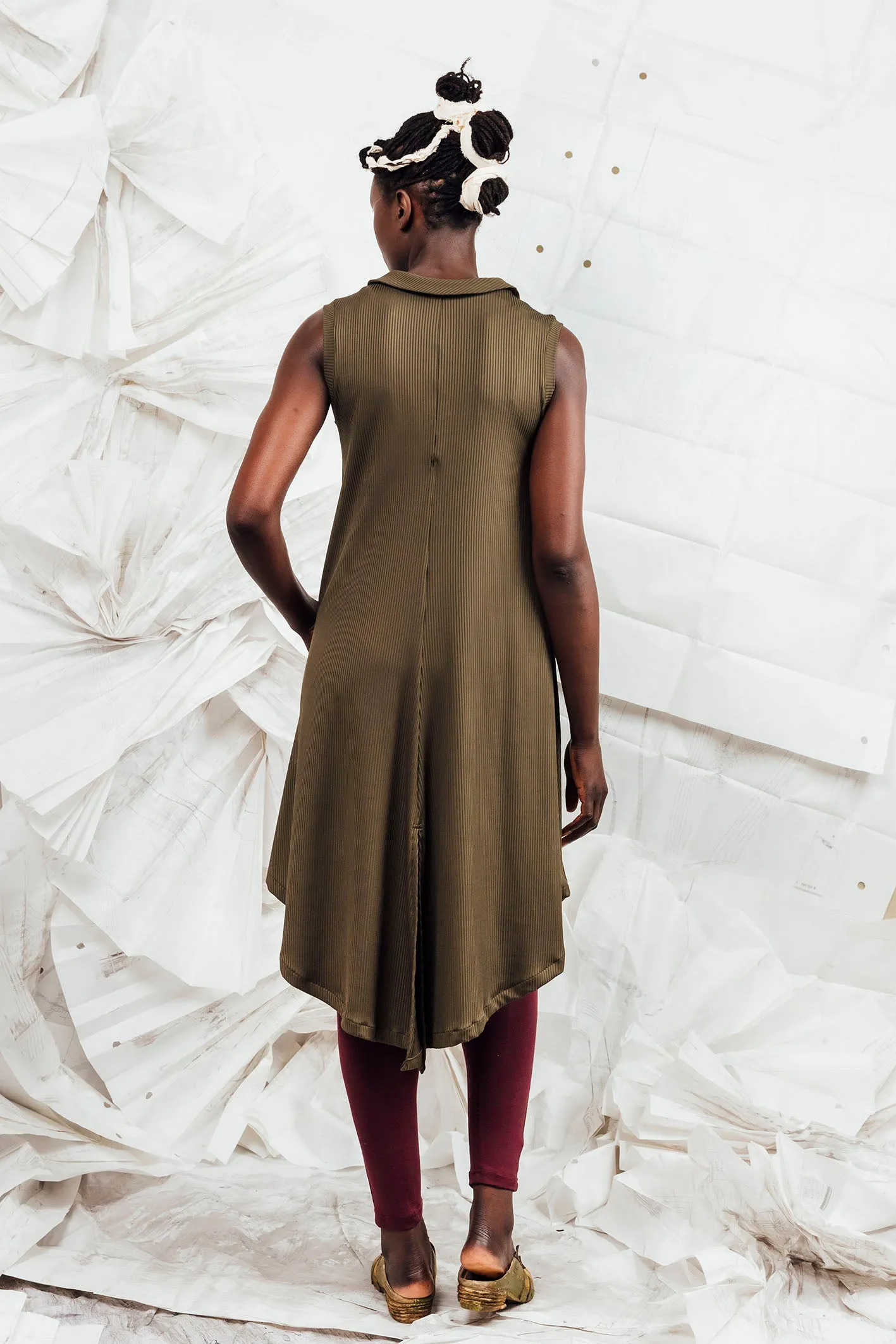 SL25 VALITA SPLIT DRESS - KHAKI RIB